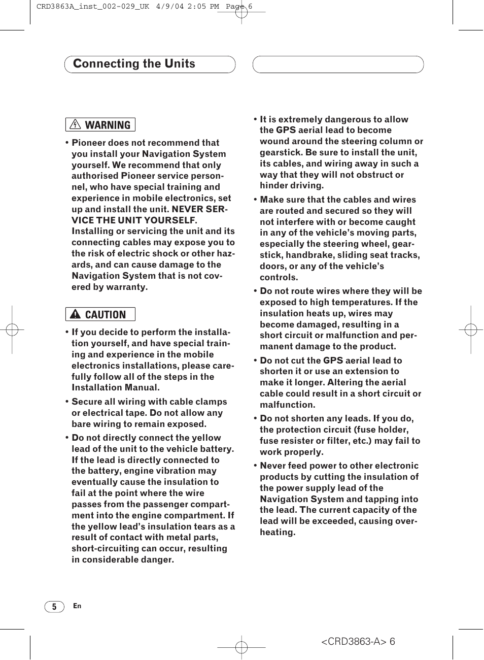 Connecting the units | Pioneer ANH-P10MP User Manual | Page 6 / 170