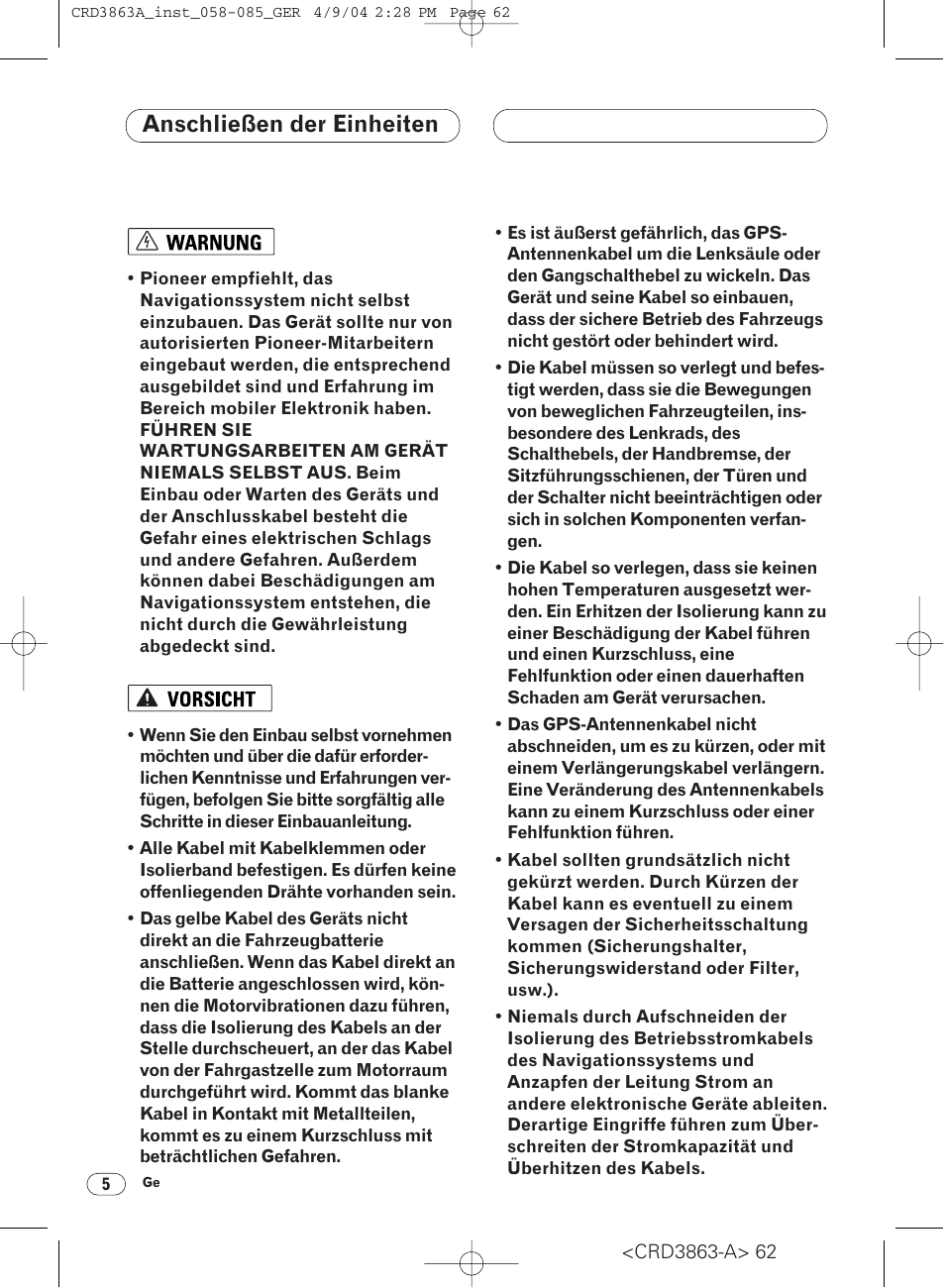 Anschließen der einheiten | Pioneer ANH-P10MP User Manual | Page 62 / 170