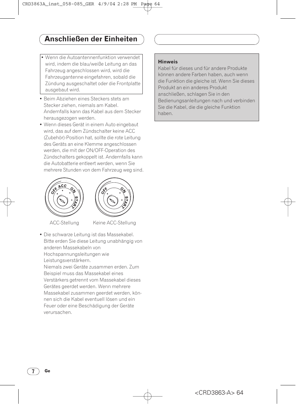 Anschließen der einheiten | Pioneer ANH-P10MP User Manual | Page 64 / 170