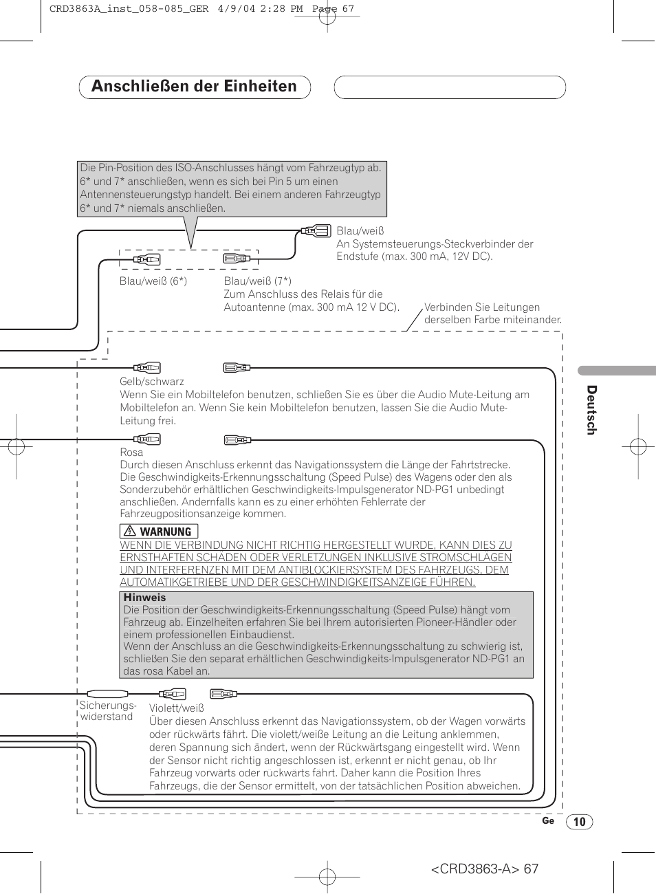 Anschließen der einheiten | Pioneer ANH-P10MP User Manual | Page 67 / 170