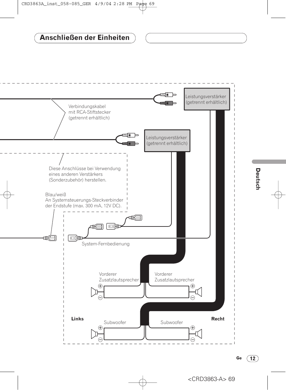 Anschließen der einheiten | Pioneer ANH-P10MP User Manual | Page 69 / 170