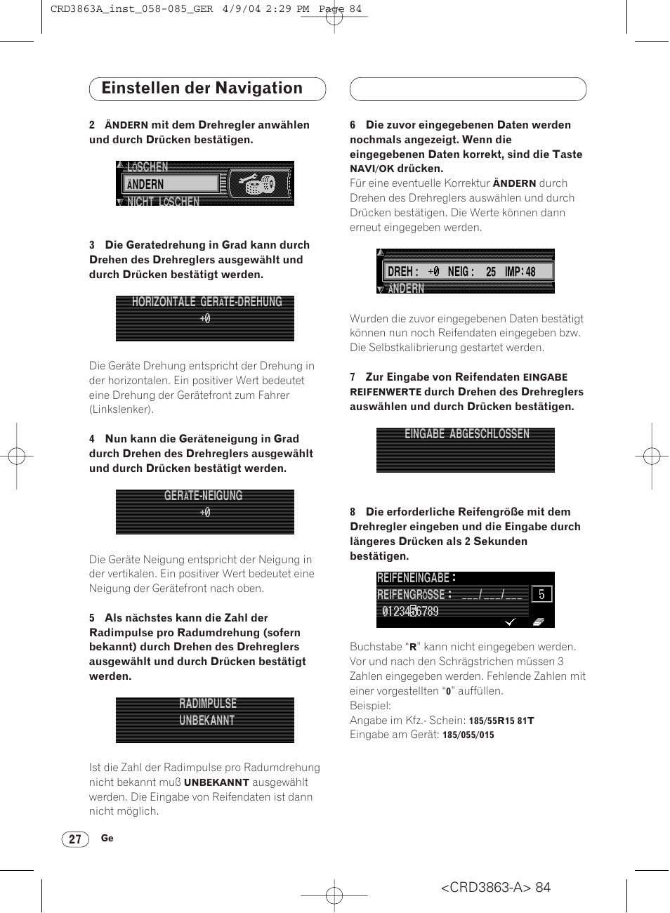 Einstellen der navigation | Pioneer ANH-P10MP User Manual | Page 84 / 170