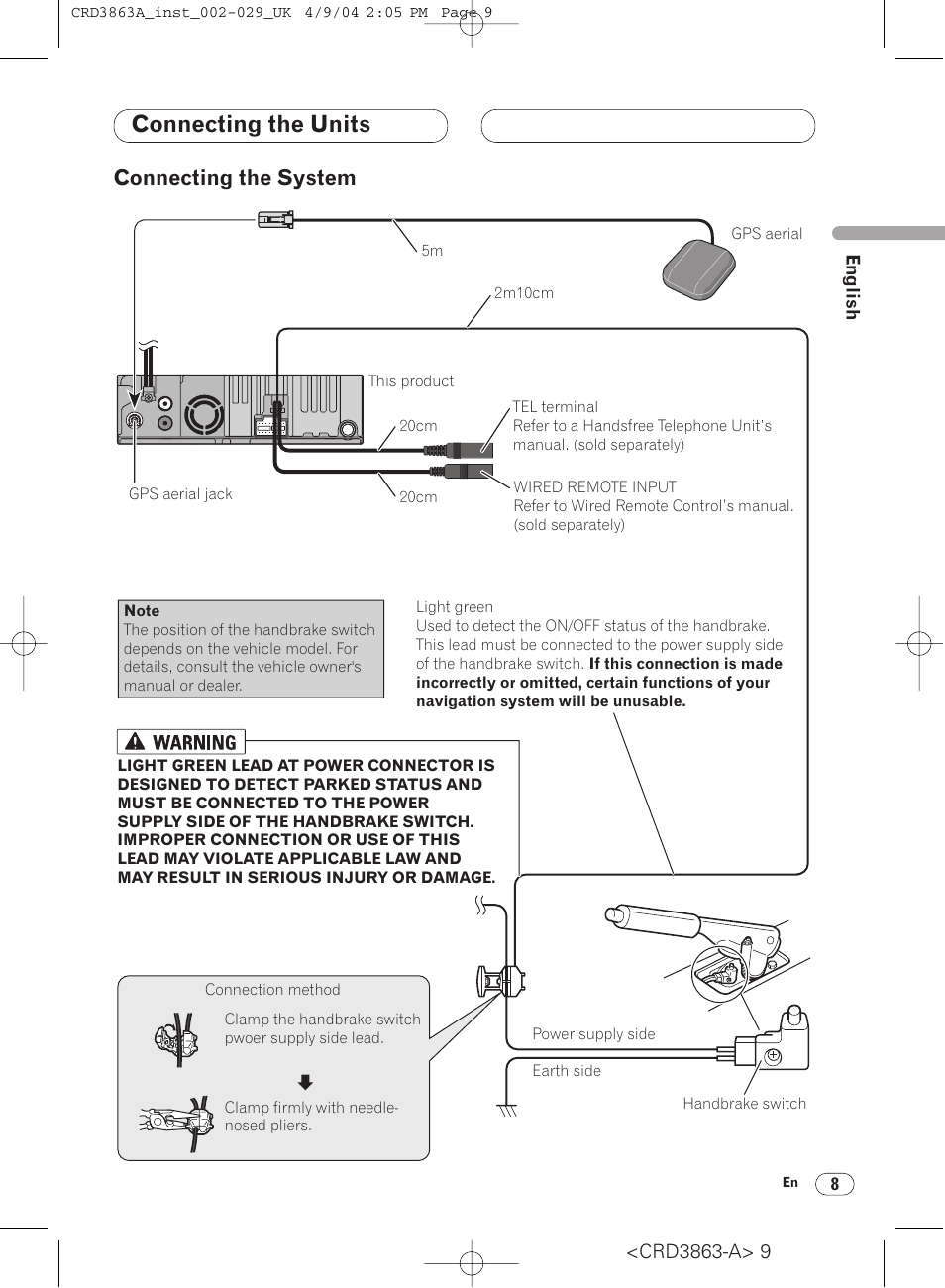 Connecting the system 8, Connecting the units, Connecting the system | Pioneer ANH-P10MP User Manual | Page 9 / 170