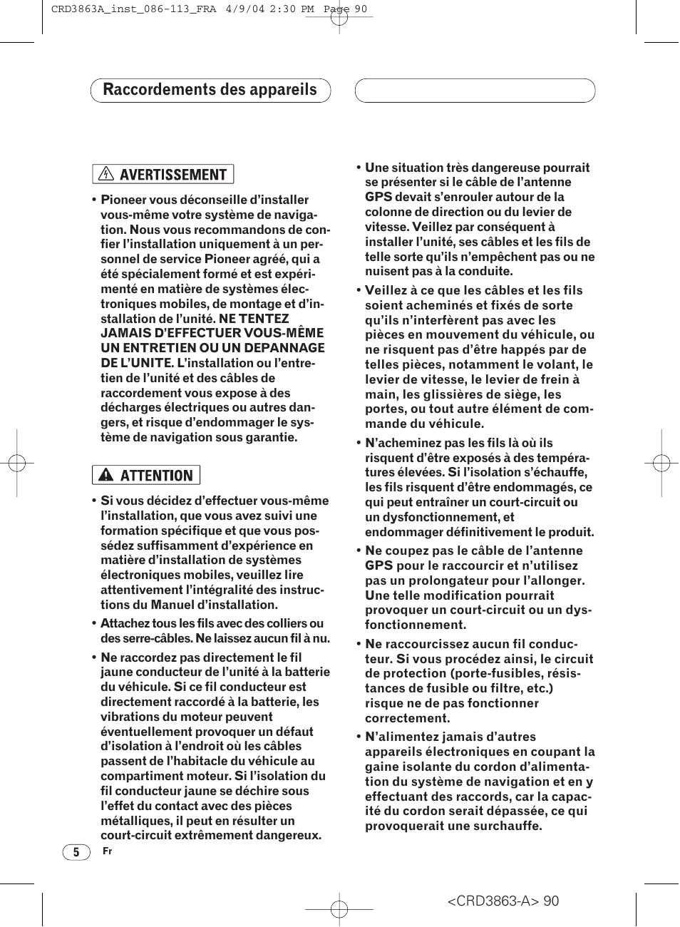 Raccordements des appareils | Pioneer ANH-P10MP User Manual | Page 90 / 170