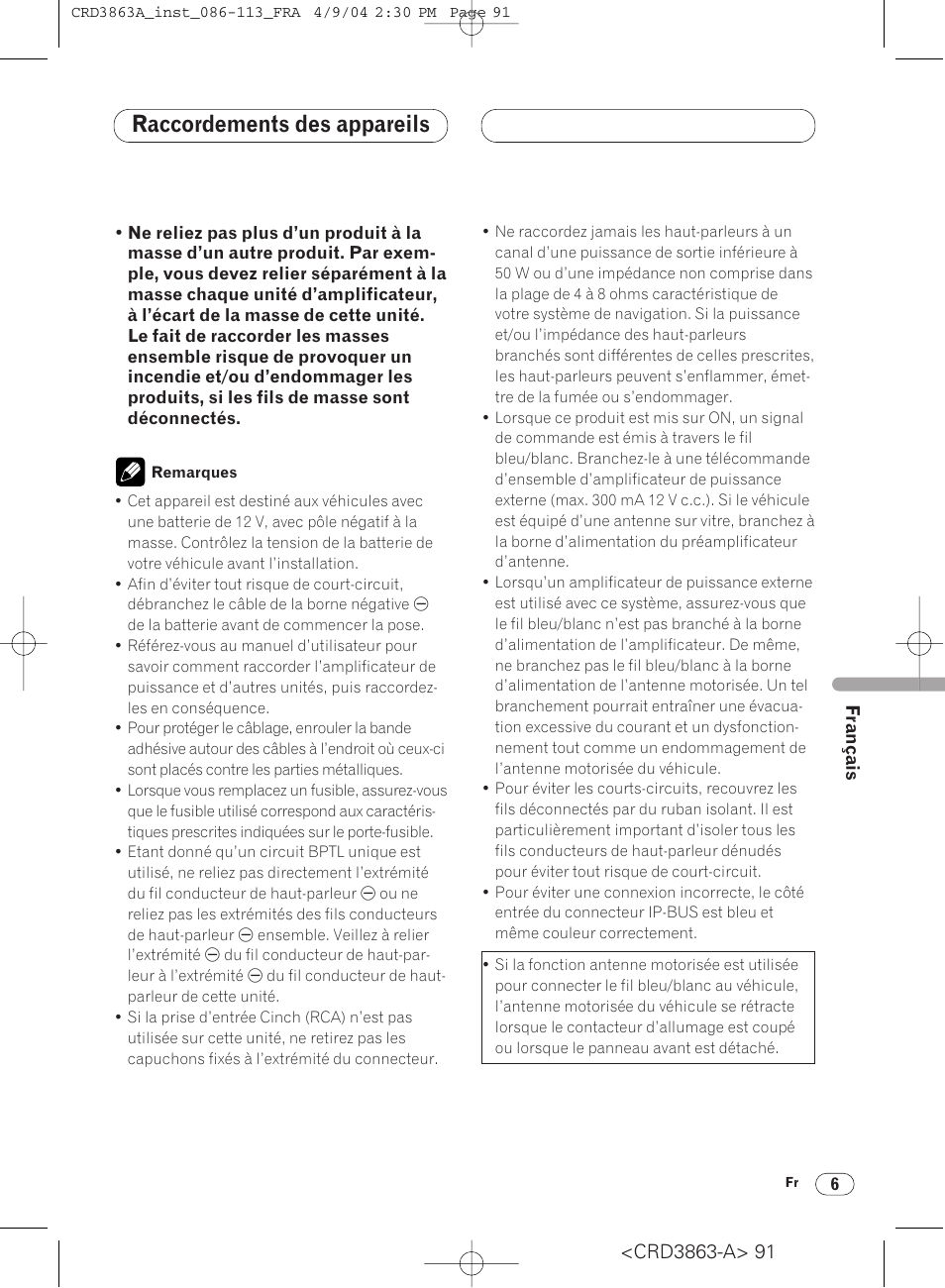Raccordements des appareils | Pioneer ANH-P10MP User Manual | Page 91 / 170