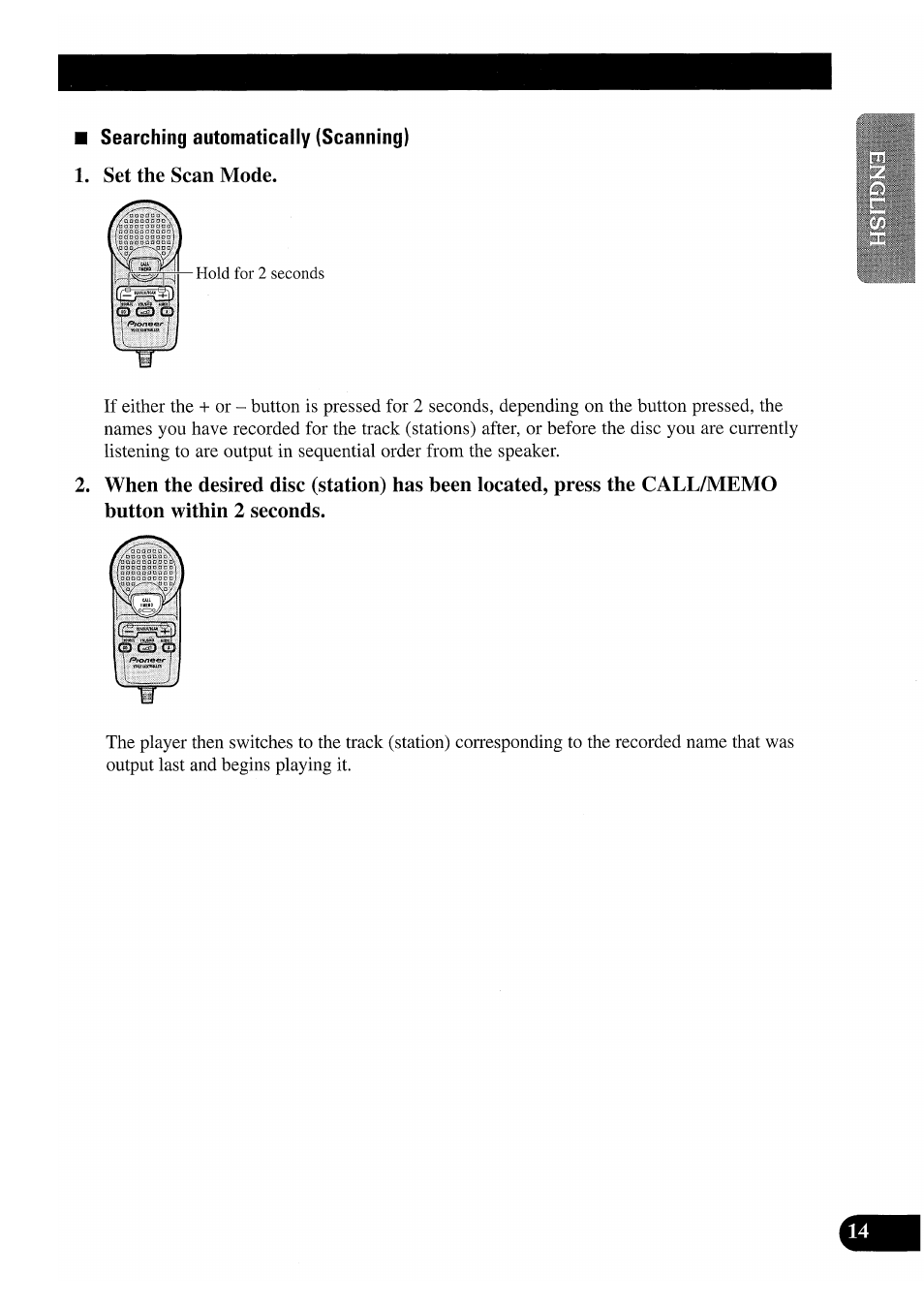 Searching automatically (scanning), Set the scan mode | Pioneer CDX-P2050VS User Manual | Page 15 / 100