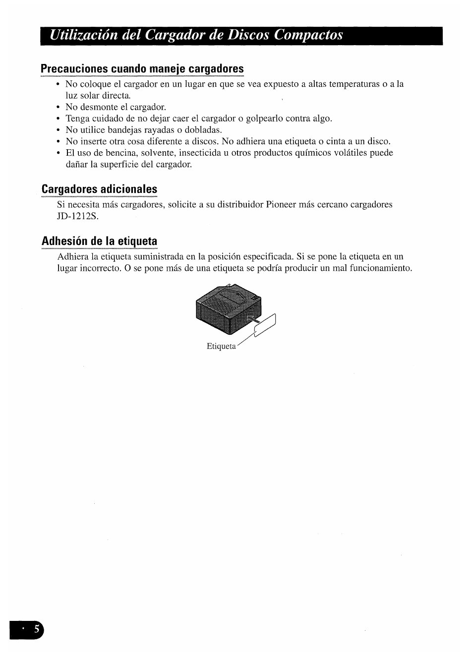 Utilización del cargador de discos compactos | Pioneer CDX-P2050VS User Manual | Page 30 / 100