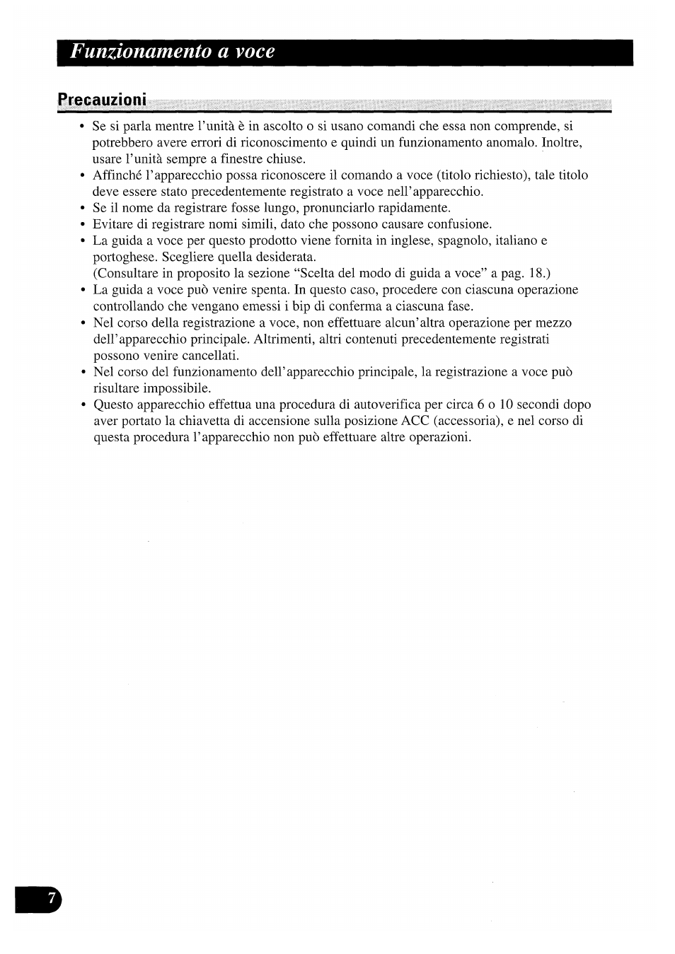 Precauzioni, Funzionamento a voce | Pioneer CDX-P2050VS User Manual | Page 56 / 100