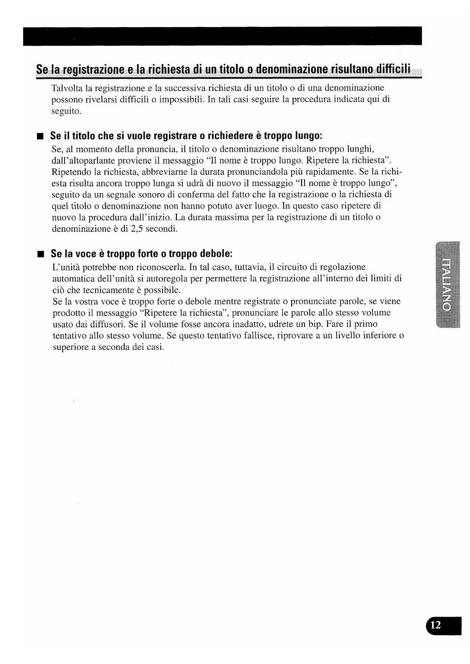 Se la voce è troppo forte o troppo debole | Pioneer CDX-P2050VS User Manual | Page 61 / 100