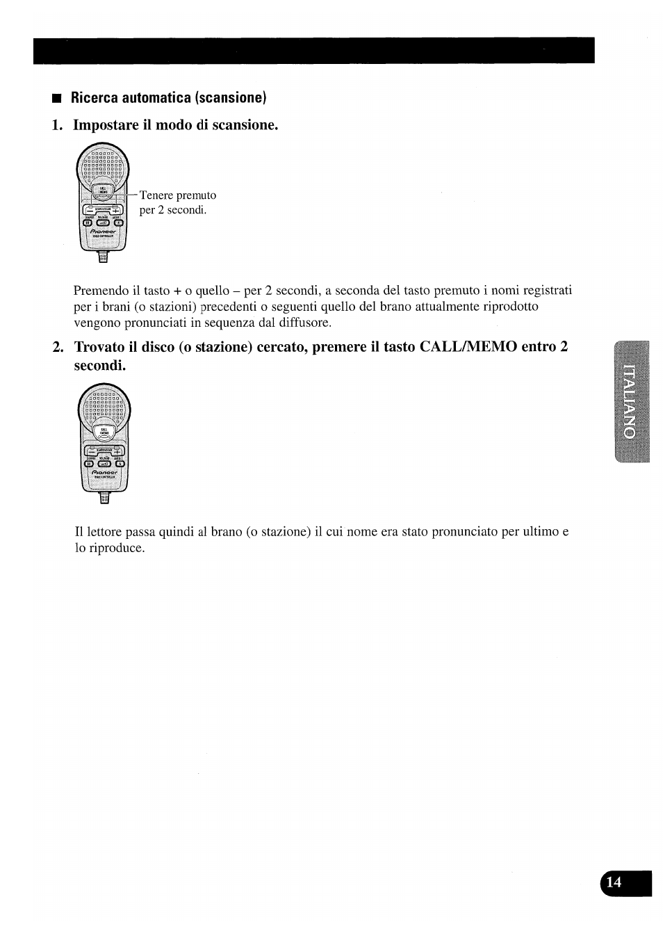 Ricerca automatica (scansione), Impostare il modo di scansione | Pioneer CDX-P2050VS User Manual | Page 63 / 100