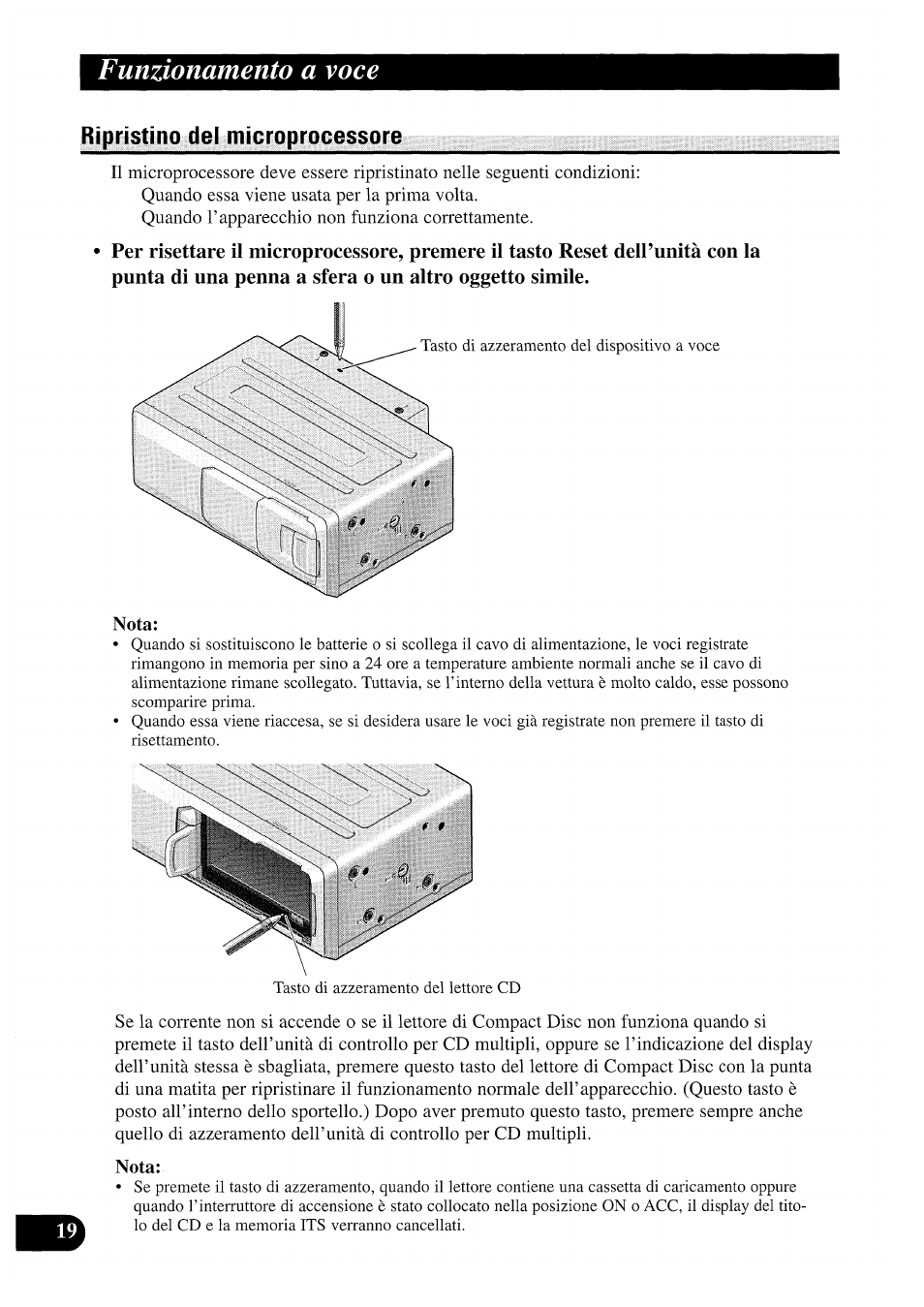 Ripristino del microprocessore, Funzionamento a voce | Pioneer CDX-P2050VS User Manual | Page 68 / 100