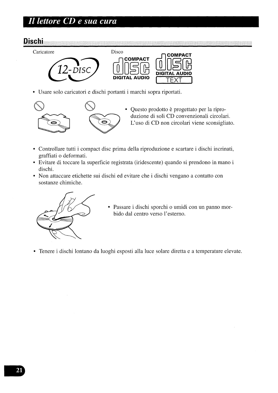 Dischi, Oli ^0§e, Il lettore cd e sua cura | Pioneer CDX-P2050VS User Manual | Page 70 / 100