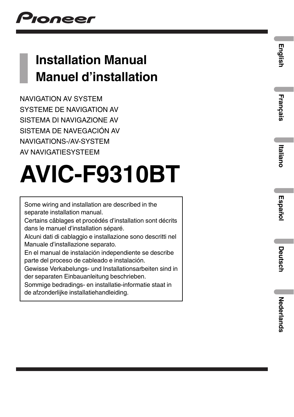 Pioneer AVIC-F9310BT User Manual | 132 pages