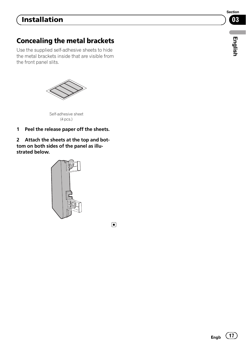 Concealing the metal brackets, 03 installation | Pioneer AVIC-F9310BT User Manual | Page 17 / 132