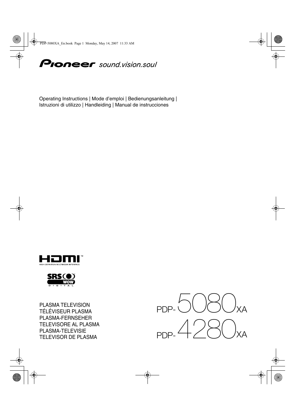 Pioneer PDP-4280XA User Manual | 364 pages