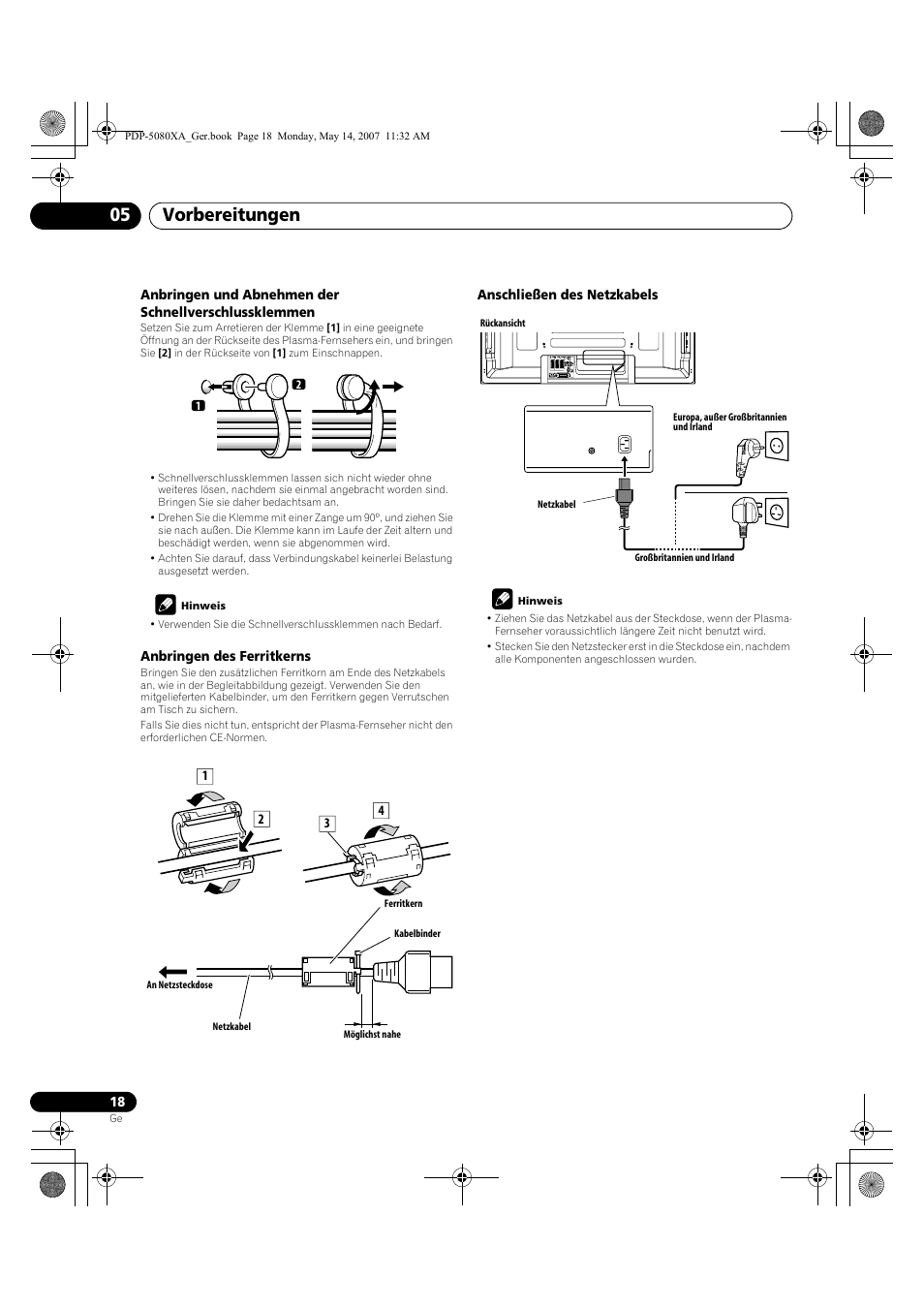 Vorbereitungen 05 | Pioneer PDP-4280XA User Manual | Page 138 / 364