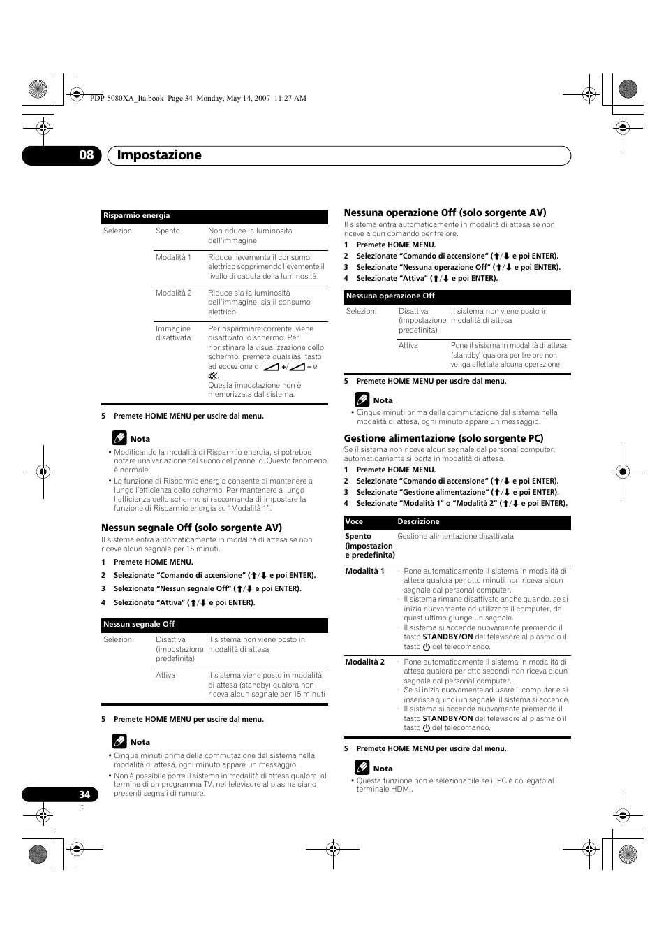 Impostazione 08 | Pioneer PDP-4280XA User Manual | Page 214 / 364