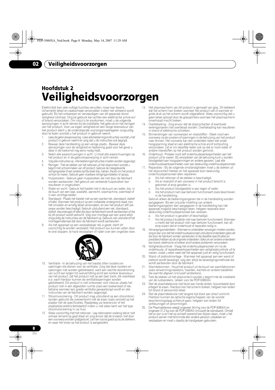 Veiligheidsvoorzorgen, Veiligheidsvoorzorgen 02, Hoofdstuk 2 | Pioneer PDP-4280XA User Manual | Page 248 / 364