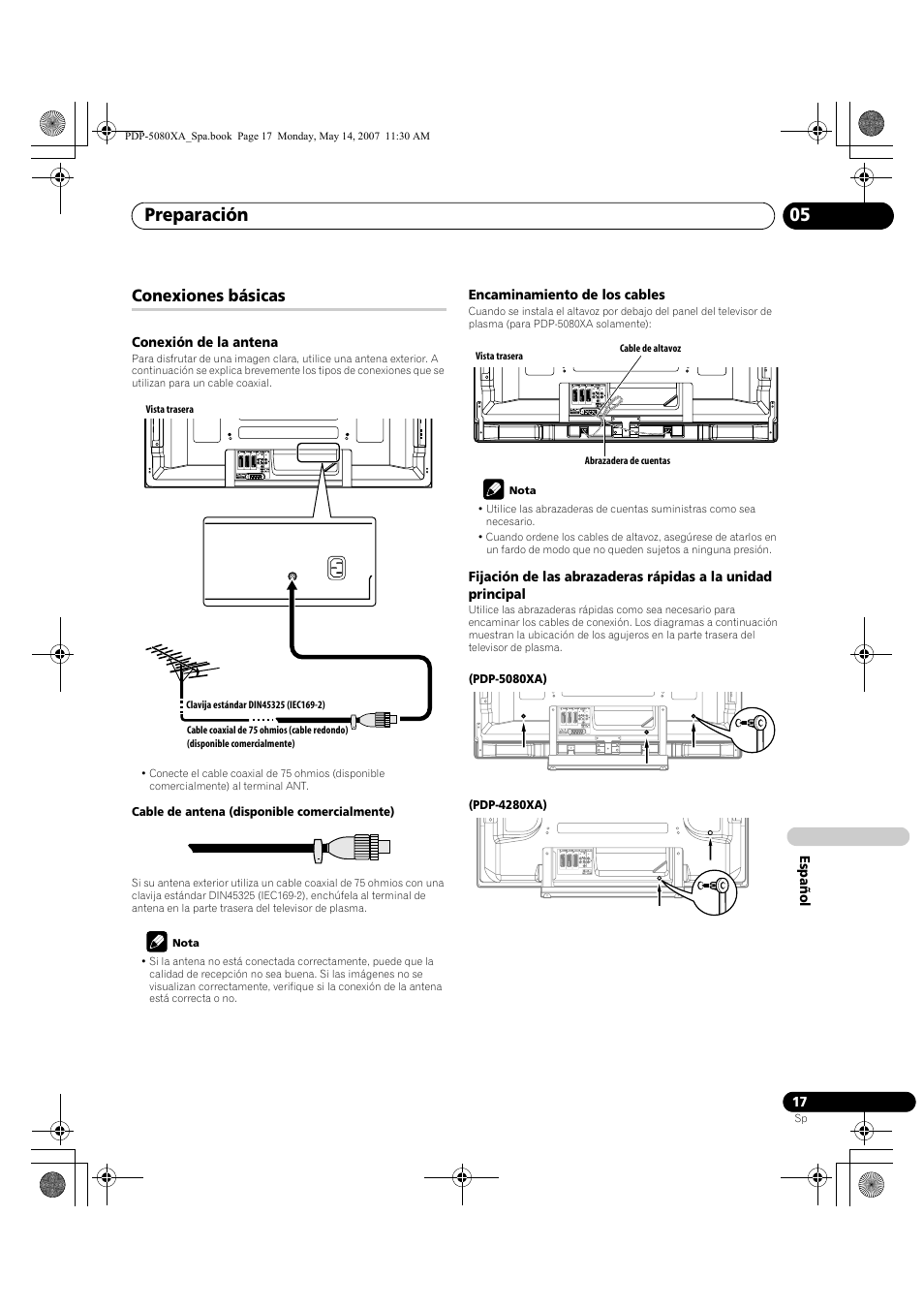 Preparación 05, Conexiones básicas | Pioneer PDP-4280XA User Manual | Page 317 / 364