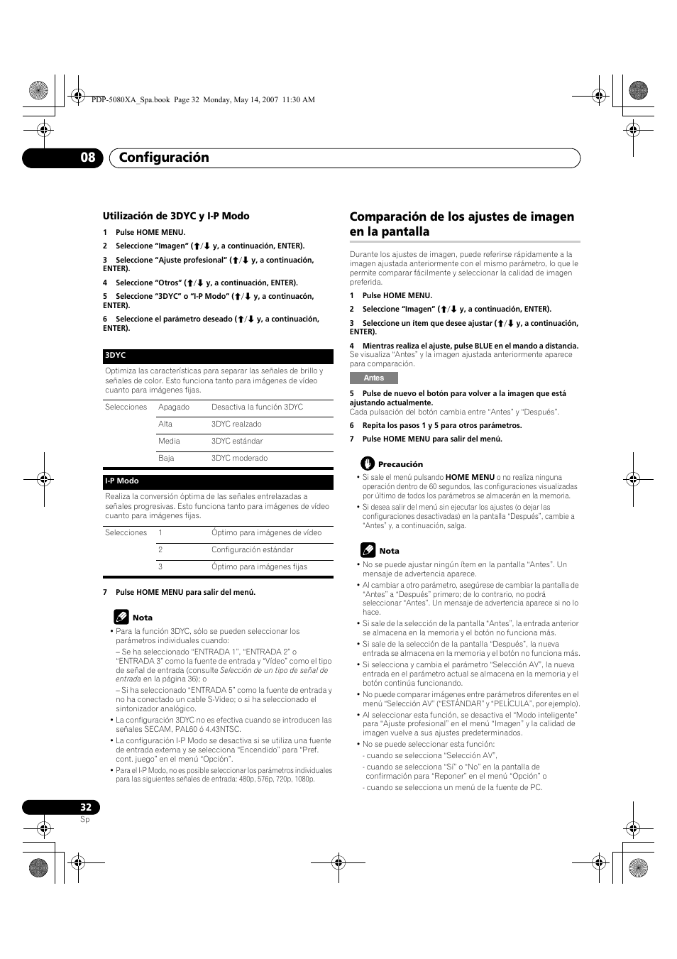 Configuración 08 | Pioneer PDP-4280XA User Manual | Page 332 / 364