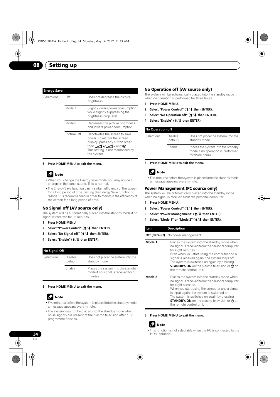 Setting up 08 | Pioneer PDP-4280XA User Manual | Page 34 / 364