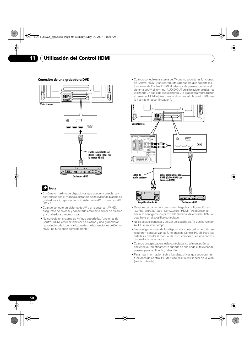 Utilización del control hdmi 11 | Pioneer PDP-4280XA User Manual | Page 350 / 364