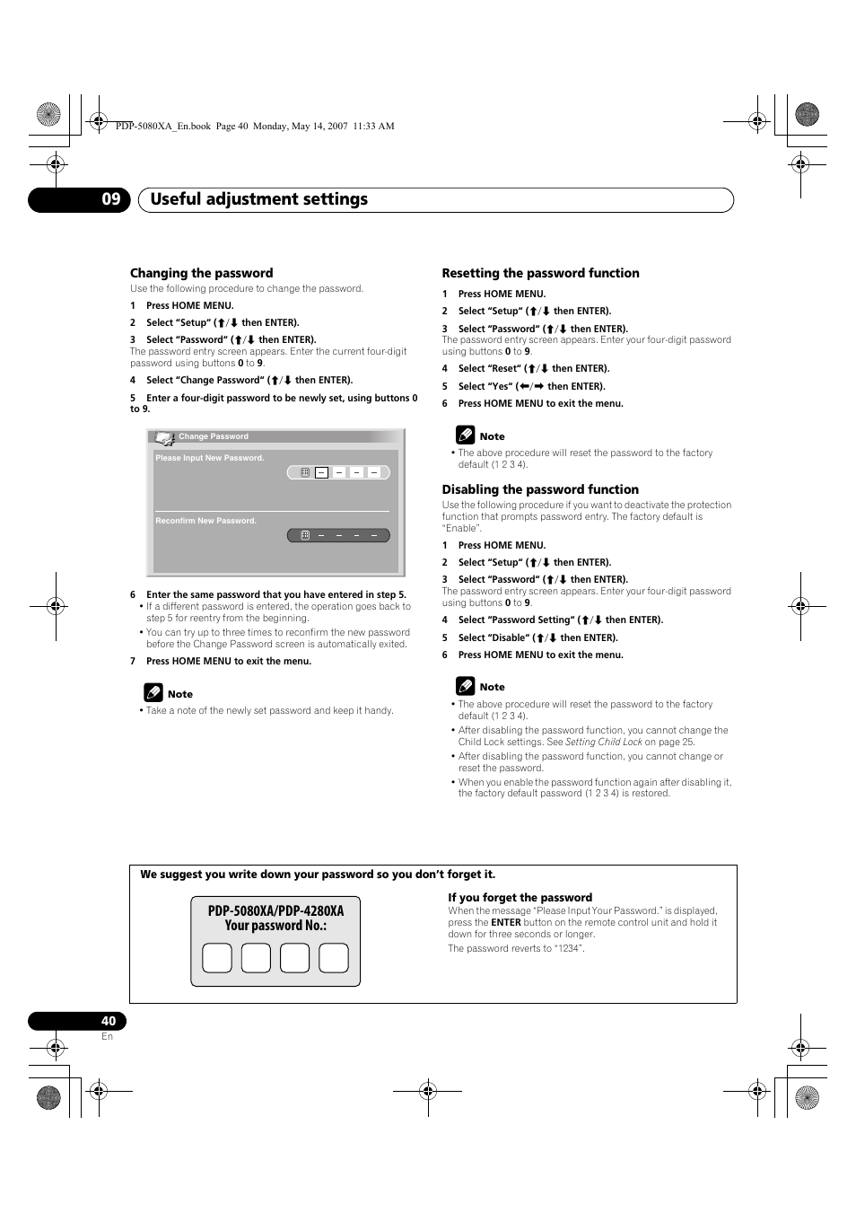 Useful adjustment settings 09 | Pioneer PDP-4280XA User Manual | Page 40 / 364