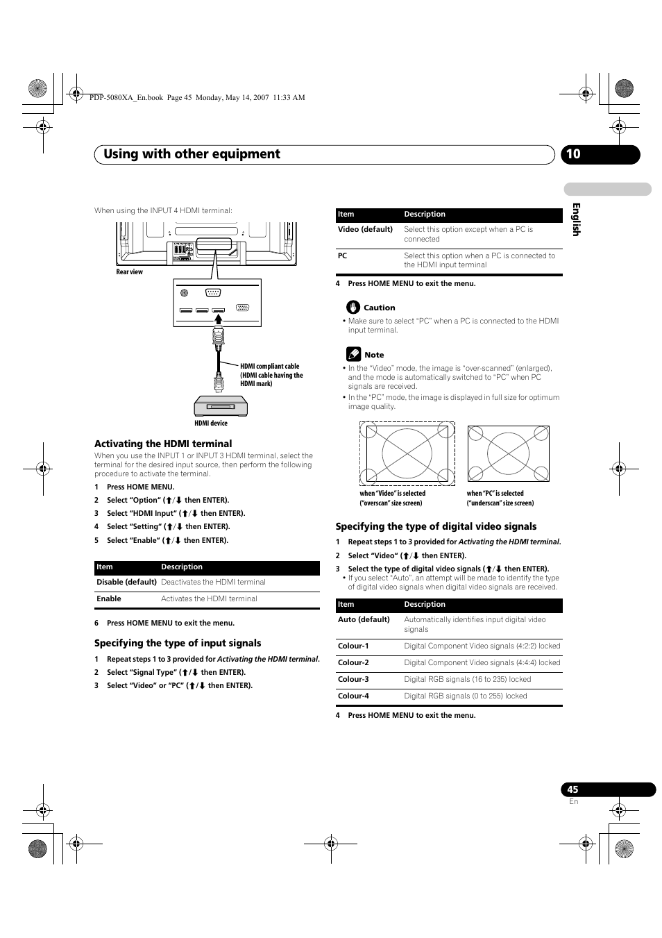 Using with other equipment 10 | Pioneer PDP-4280XA User Manual | Page 45 / 364