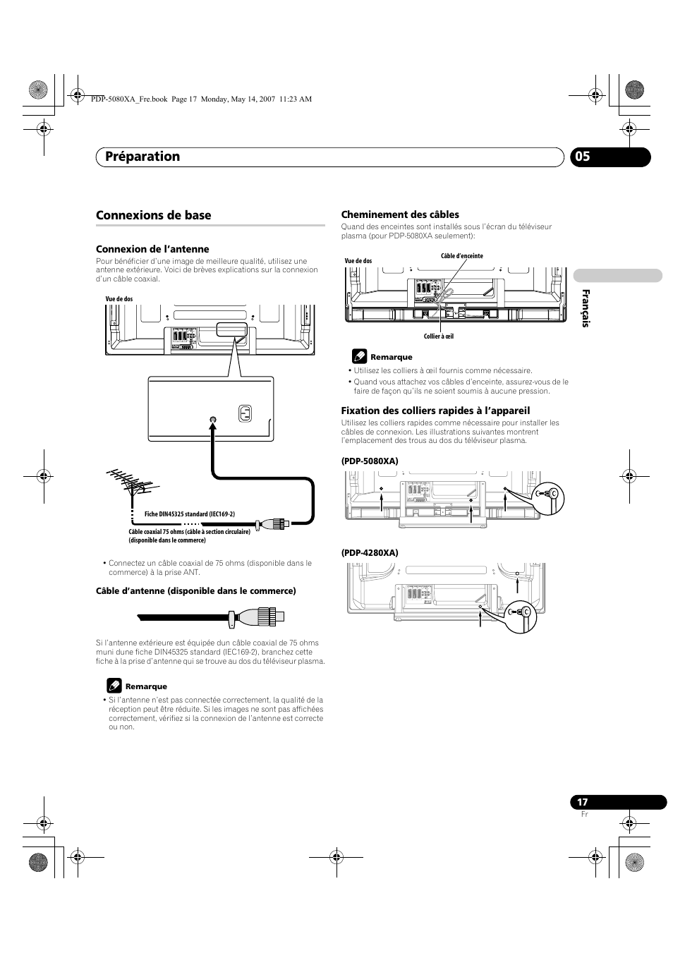 Préparation 05, Connexions de base | Pioneer PDP-4280XA User Manual | Page 77 / 364