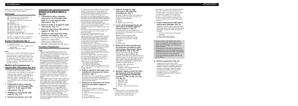 Installazione <italiano, Parti fornite, Esempio d’installazione (fig. 1) | Procedura d’installazione | Pioneer ND-BC20PA User Manual | Page 5 / 8
