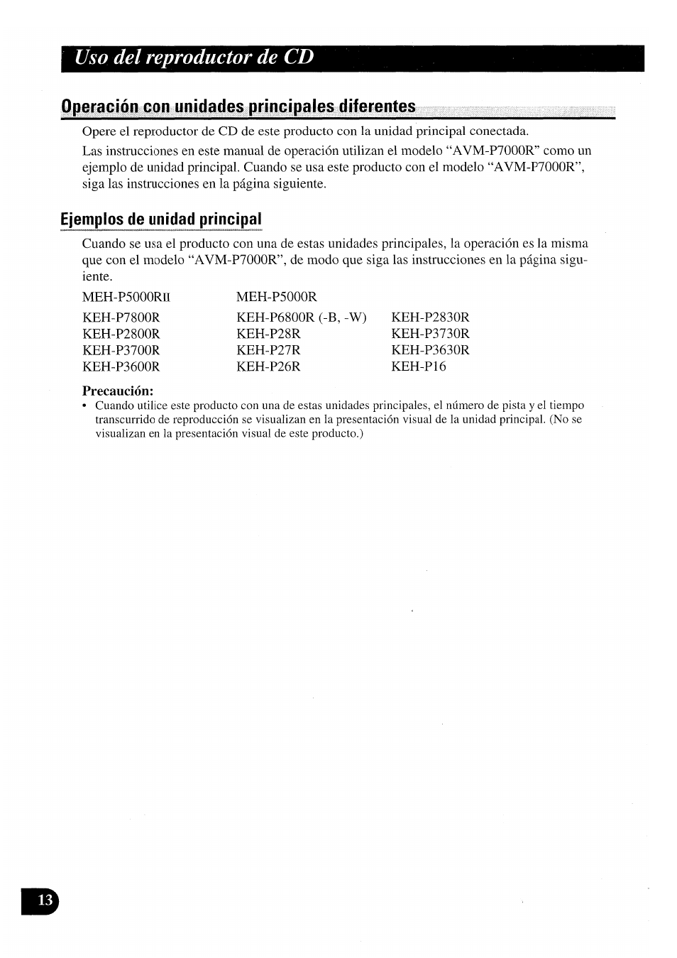 Operación con unidades principales diferentes, Uso del reproductor de cd | Pioneer AVX-P7000CD User Manual | Page 40 / 80