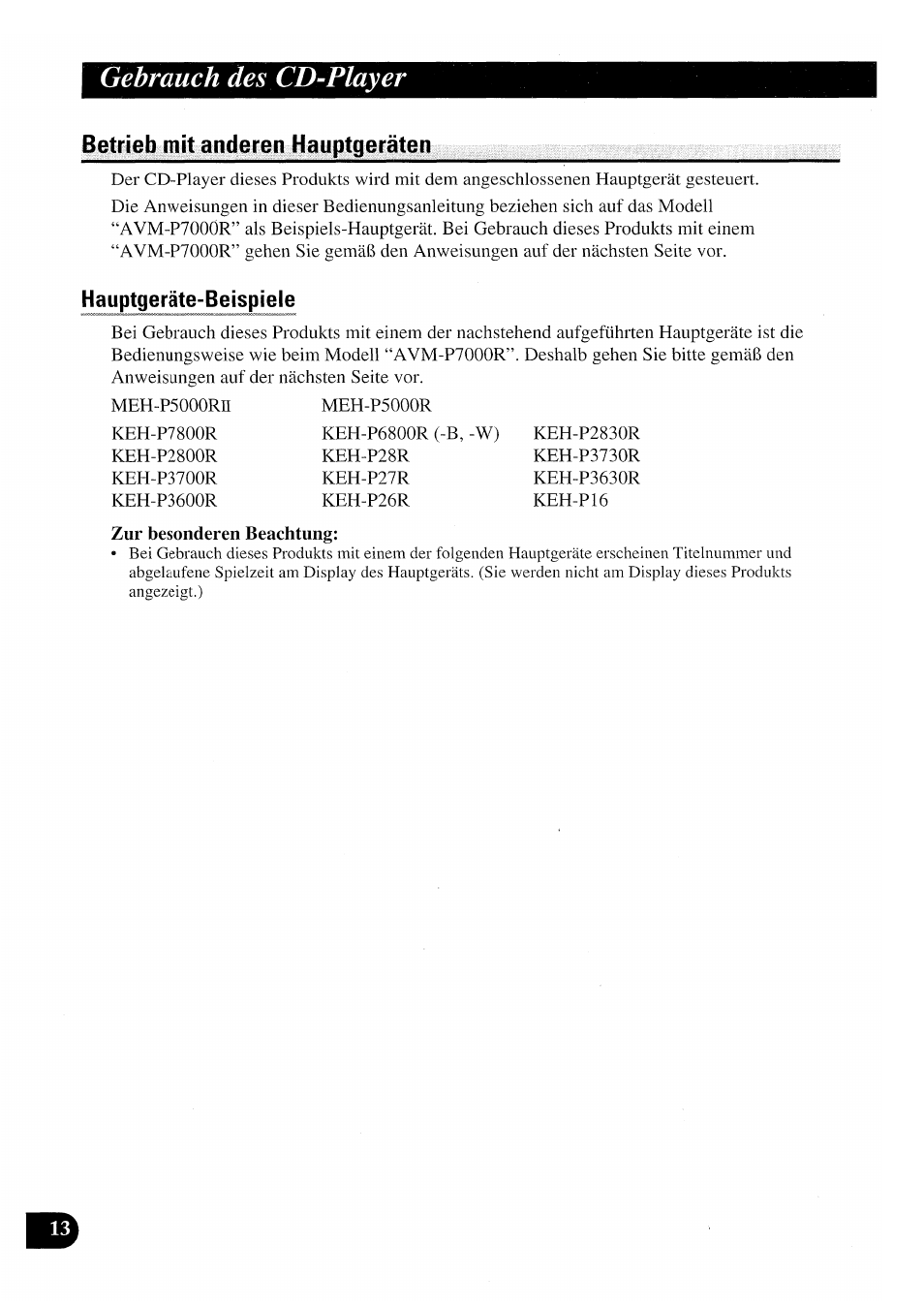 Betrieb mit anderen hauptgeräten, Gebrauch des cd-player | Pioneer AVX-P7000CD User Manual | Page 66 / 80