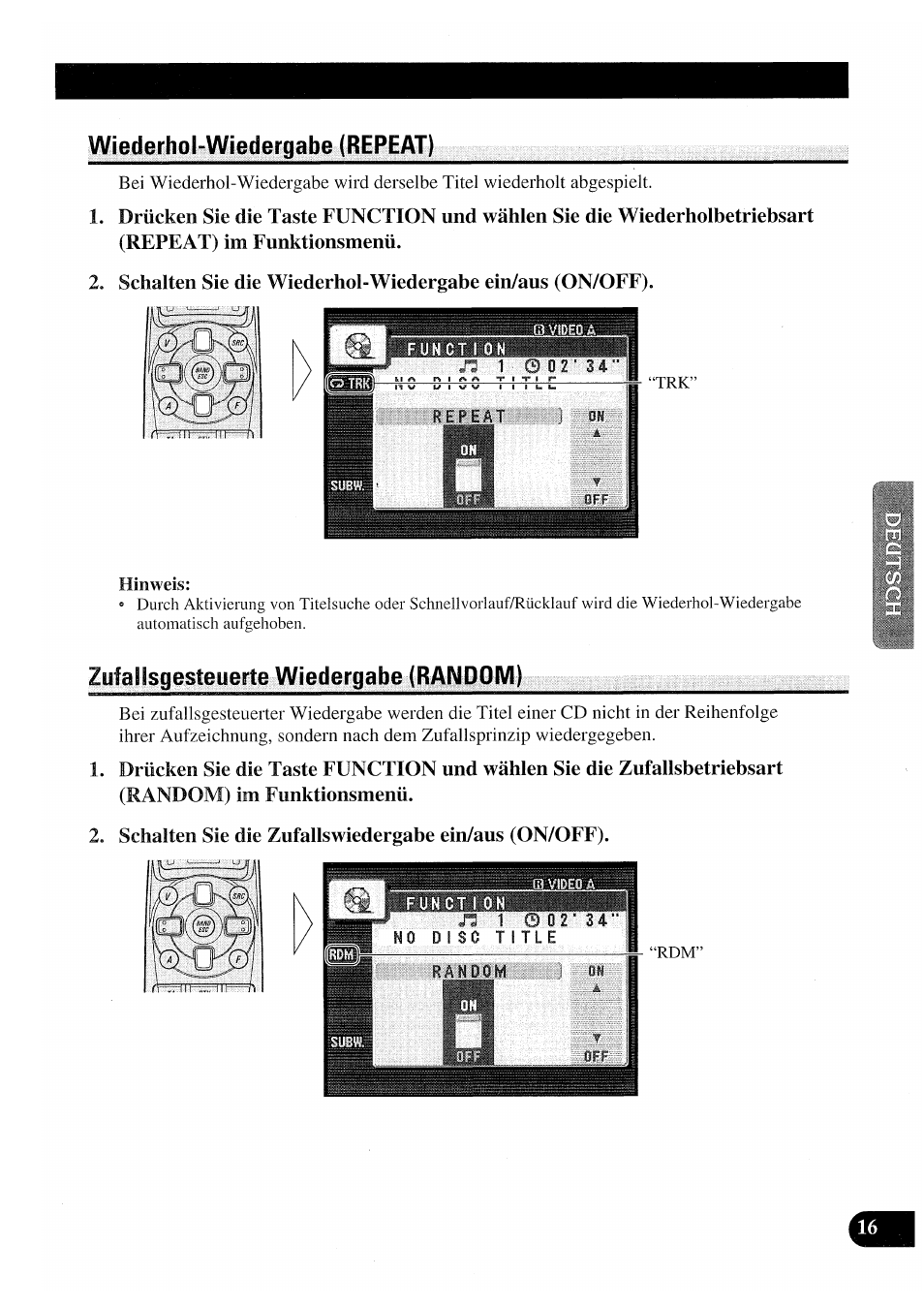 Zufallsgesteuerte wiedergabe (random) | Pioneer AVX-P7000CD User Manual | Page 69 / 80