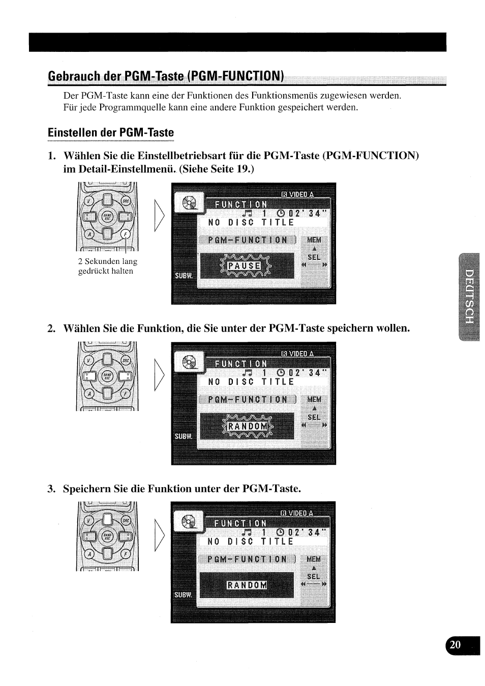 Gebrauch der pgm-taste (pgm-function) | Pioneer AVX-P7000CD User Manual | Page 73 / 80