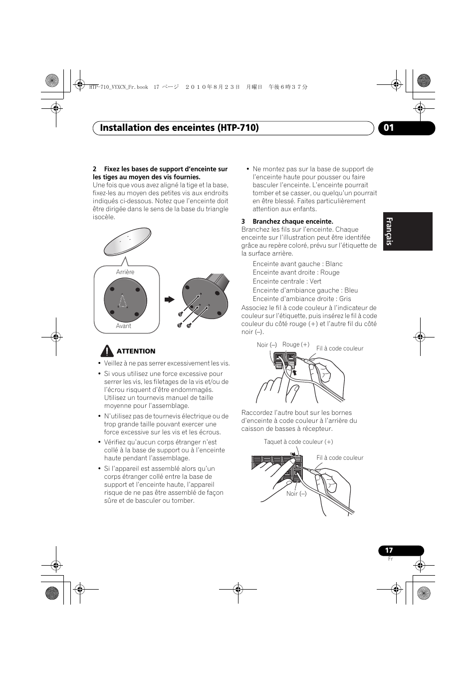 Arrière, Noir (-) | Pioneer HTP-710 User Manual | Page 107 / 272
