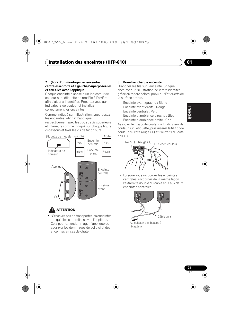 Étiquette de modèle, Noir (-), Câble en y | Pioneer HTP-710 User Manual | Page 111 / 272