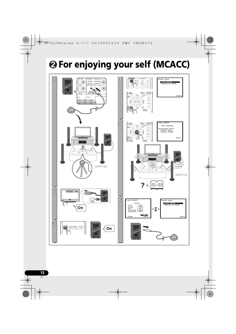 For enjoying your self (mcacc) | Pioneer HTP-710 User Manual | Page 12 / 272