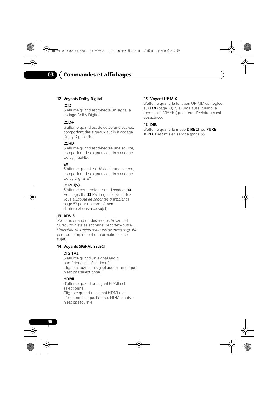 Commandes et affichages 03 | Pioneer HTP-710 User Manual | Page 136 / 272