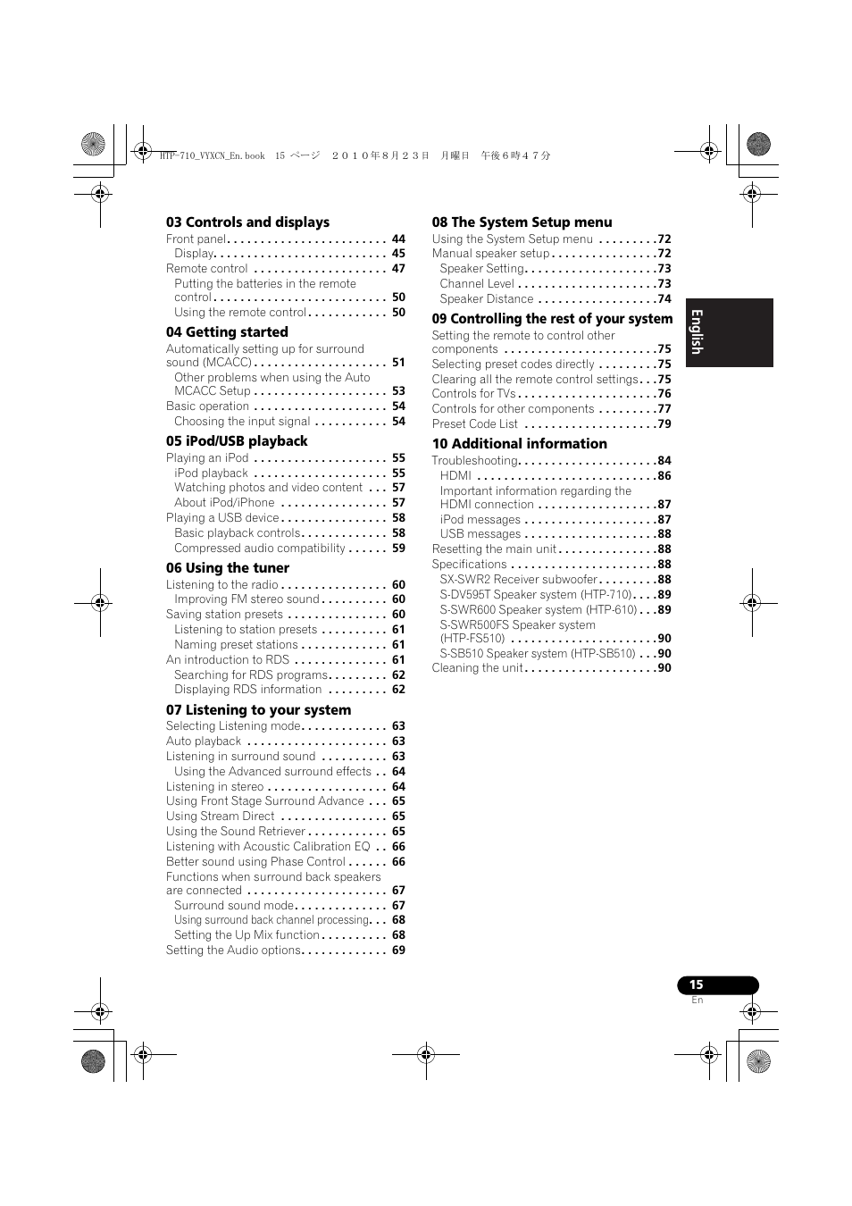 Pioneer HTP-710 User Manual | Page 15 / 272