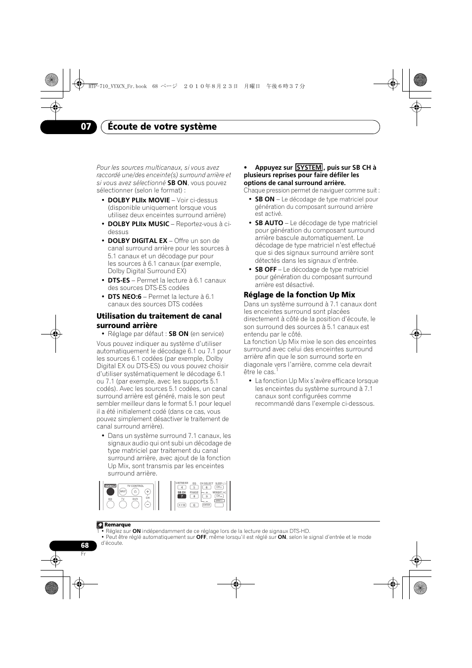Réglage de la fonction up mix, Écoute de votre système 07 | Pioneer HTP-710 User Manual | Page 158 / 272