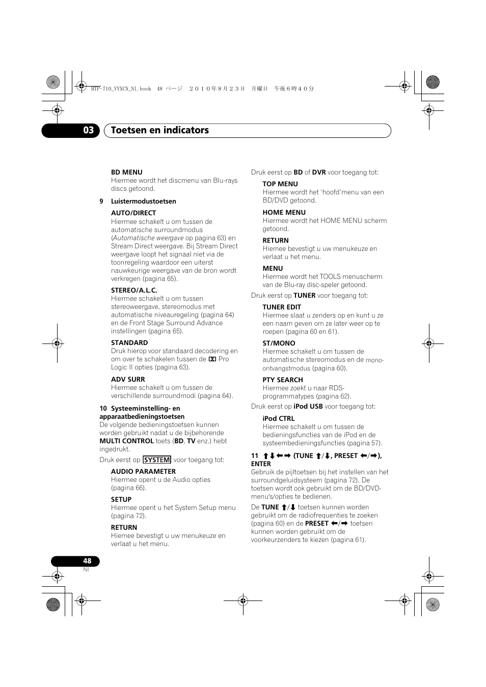Toetsen en indicators 03 | Pioneer HTP-710 User Manual | Page 228 / 272