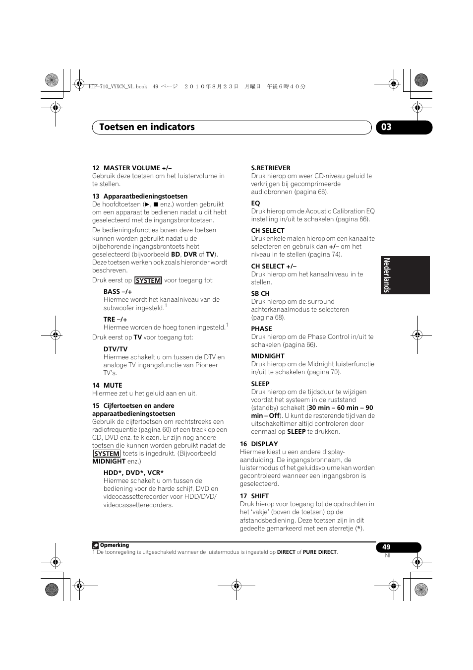 Toetsen en indicators 03 | Pioneer HTP-710 User Manual | Page 229 / 272