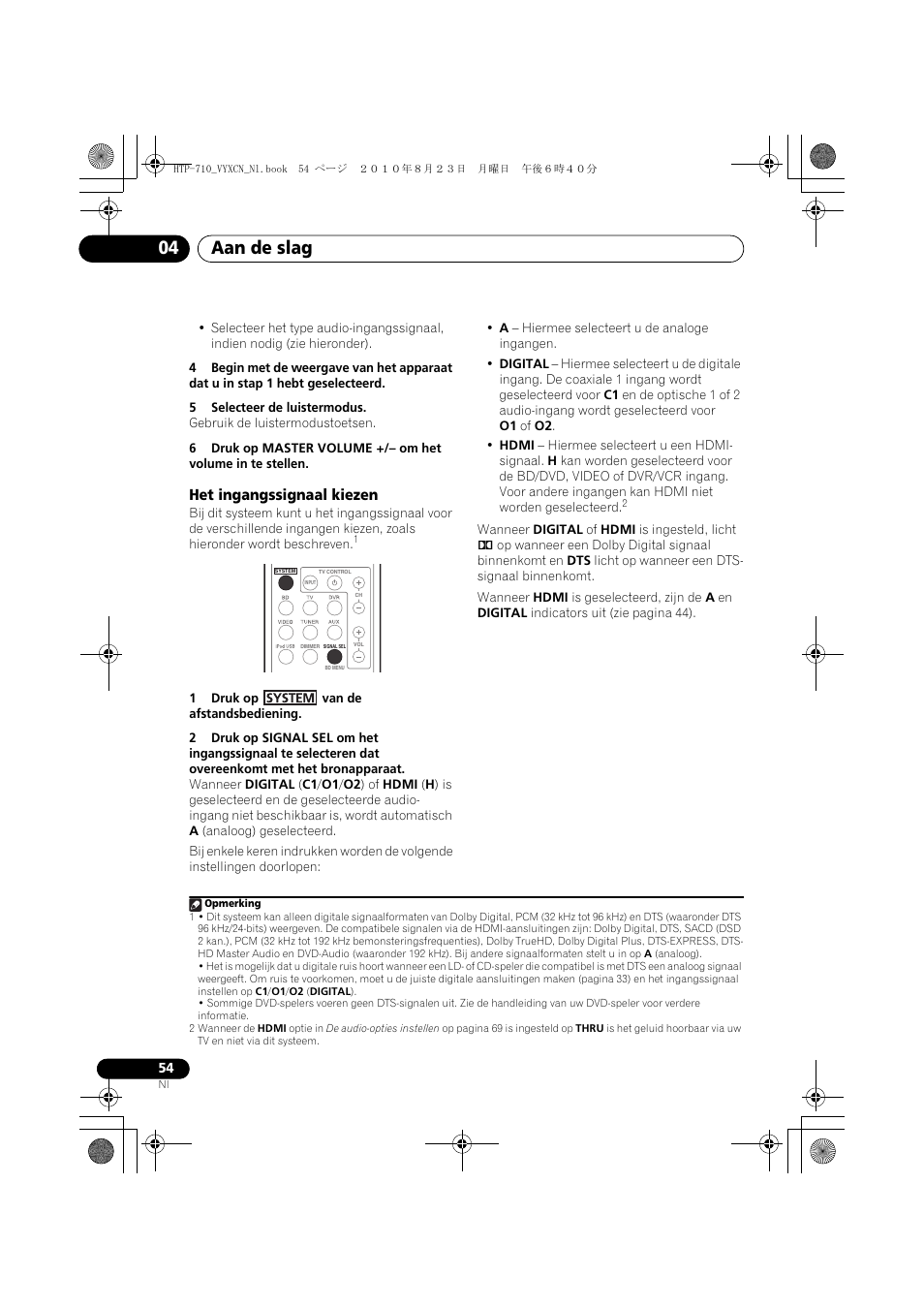 Het ingangssignaal kiezen, Aan de slag 04 | Pioneer HTP-710 User Manual | Page 234 / 272