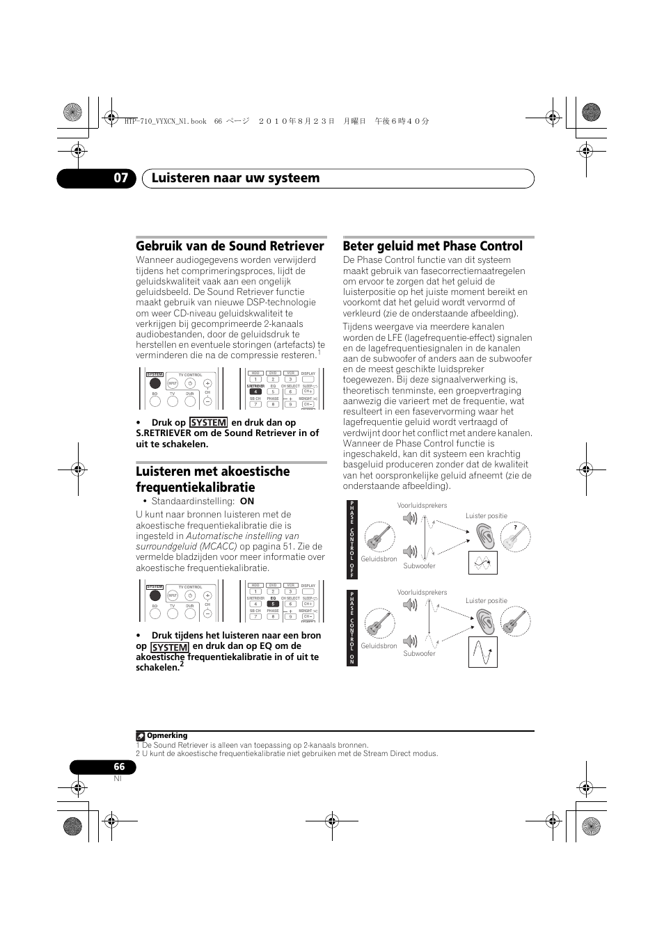 Gebruik van de sound retriever, Luisteren met akoestische frequentiekalibratie, Beter geluid met phase control | Luisteren naar uw systeem 07 | Pioneer HTP-710 User Manual | Page 246 / 272