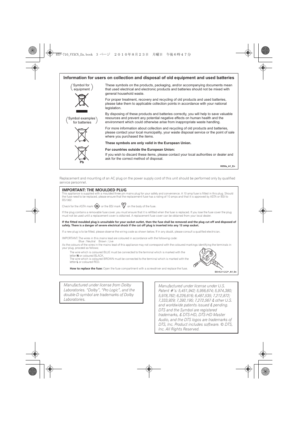 Pioneer HTP-710 User Manual | Page 3 / 272