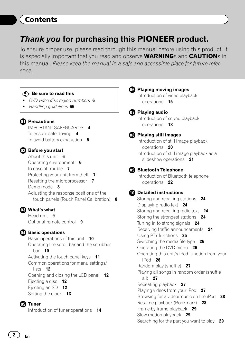 Pioneer AVH-6300BT User Manual | Page 2 / 76