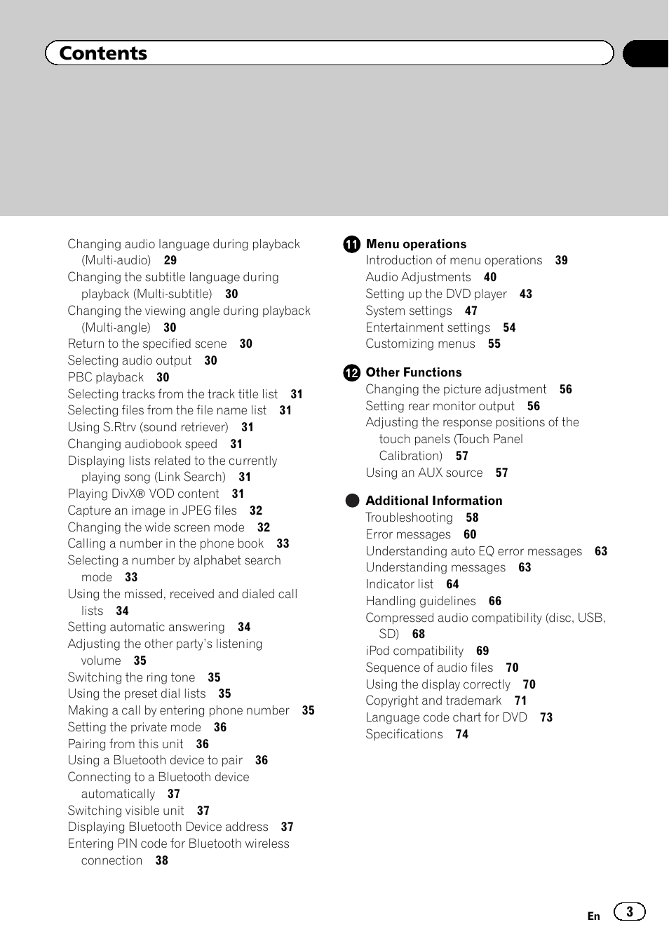 Pioneer AVH-6300BT User Manual | Page 3 / 76