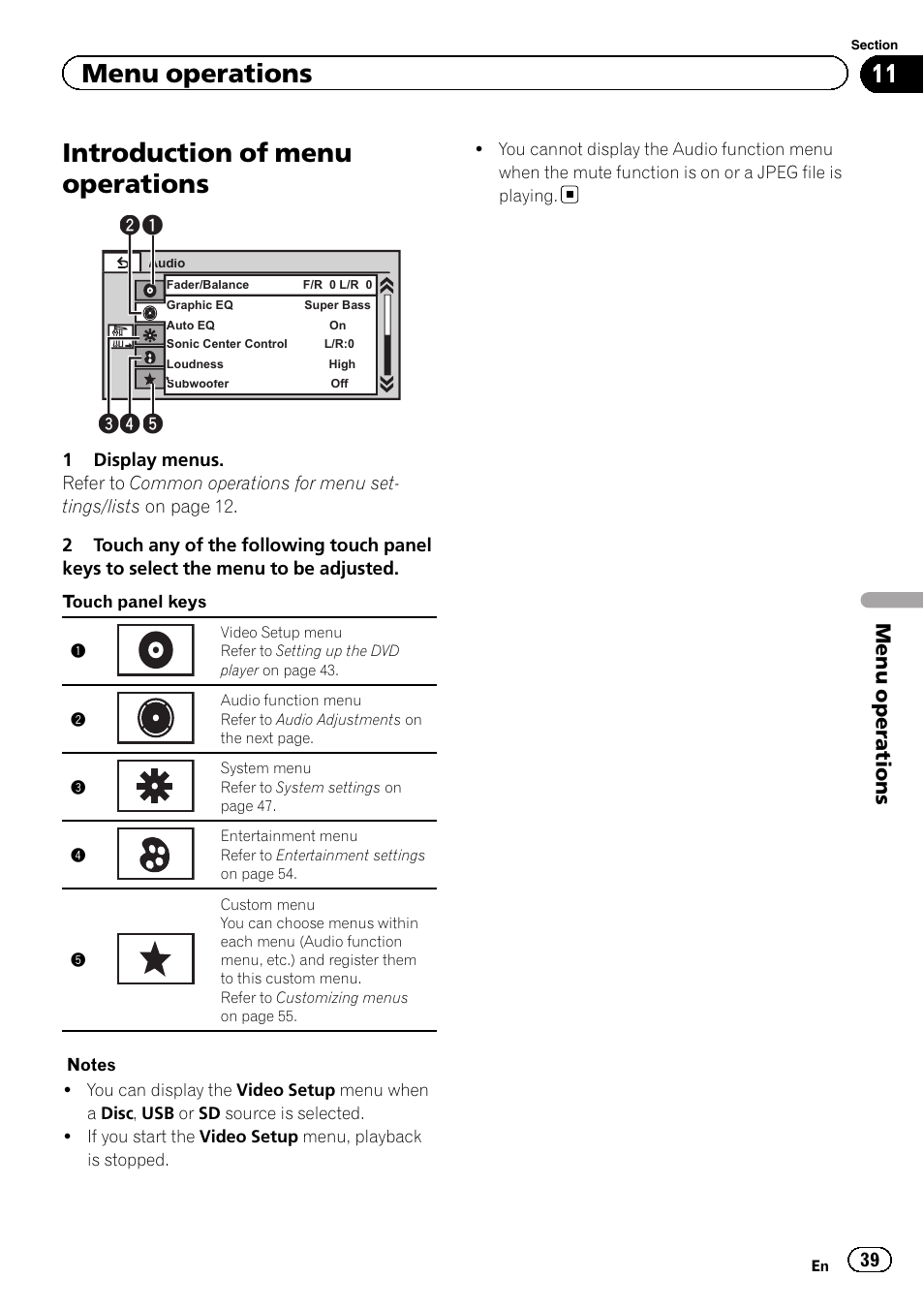 Menu operations introduction of menu operations, Introduction of menu operations, Menu operations | Pioneer AVH-6300BT User Manual | Page 39 / 76