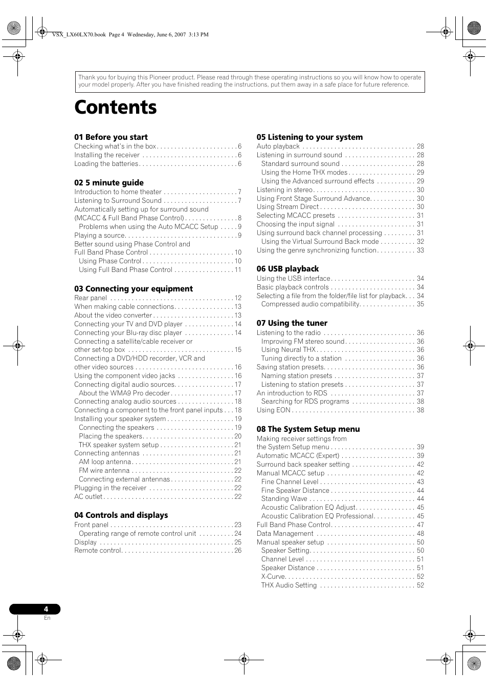 Pioneer VSX-LX70 User Manual | Page 4 / 99