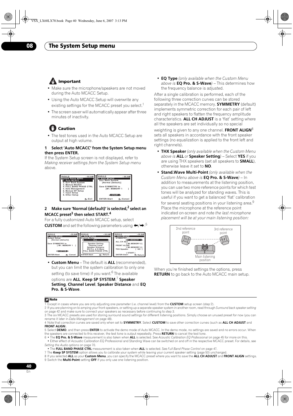 The system setup menu 08 | Pioneer VSX-LX70 User Manual | Page 40 / 99